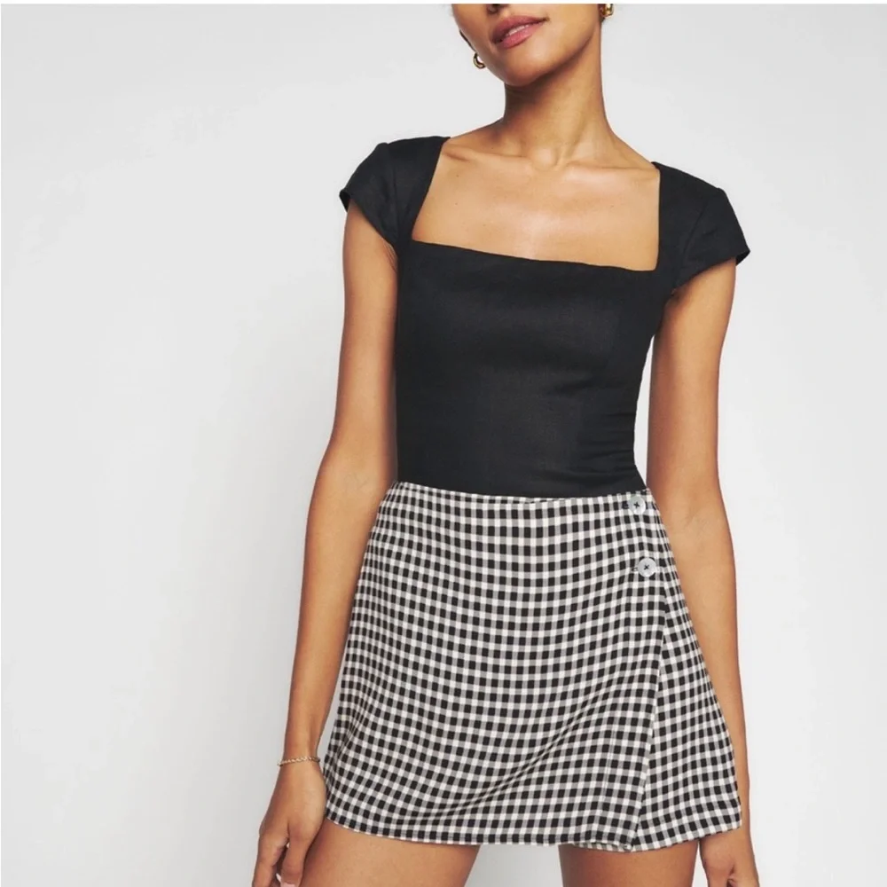 Reformation Cora Linen Top in Black